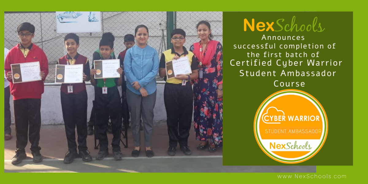 NexSchools Announces Successful Completion Of Cyber Warrior Student Ambassador Course Press Release Middle School Student Cyber Safety Cetified